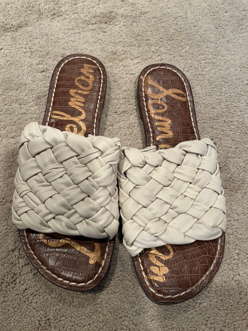 Sam Edelman Woven Slide Sandals in Cream
